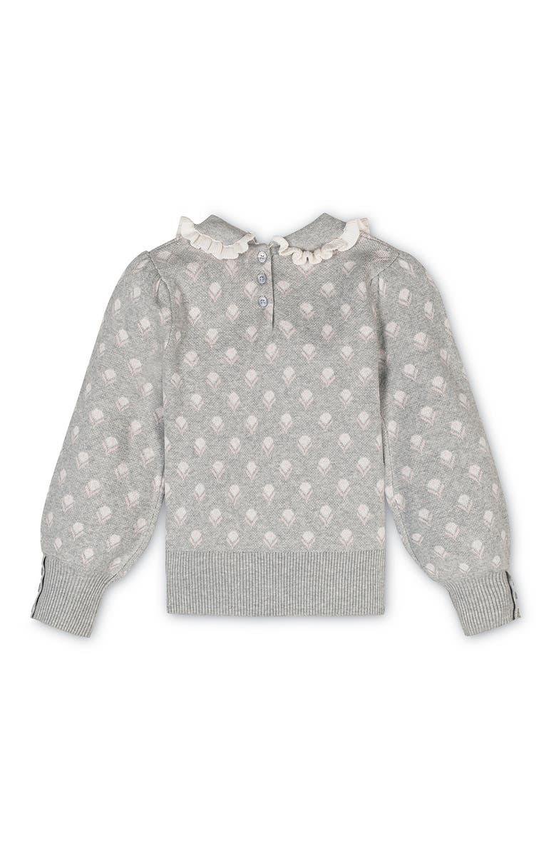 Hope & Henry Kids' Organic Long Sleeve Peter Pan Collar Sweater, Alternate, color, Gray Flower Intarsia