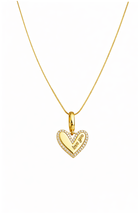 Marina "Love You" Pavé Heart Necklace