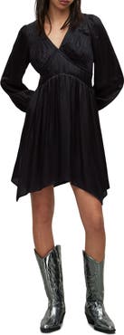 AllSaints Esta Long Sleeve Asymmetric Hem Dress