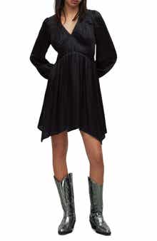 AllSaints Esta Long Sleeve Asymmetric Hem Dress