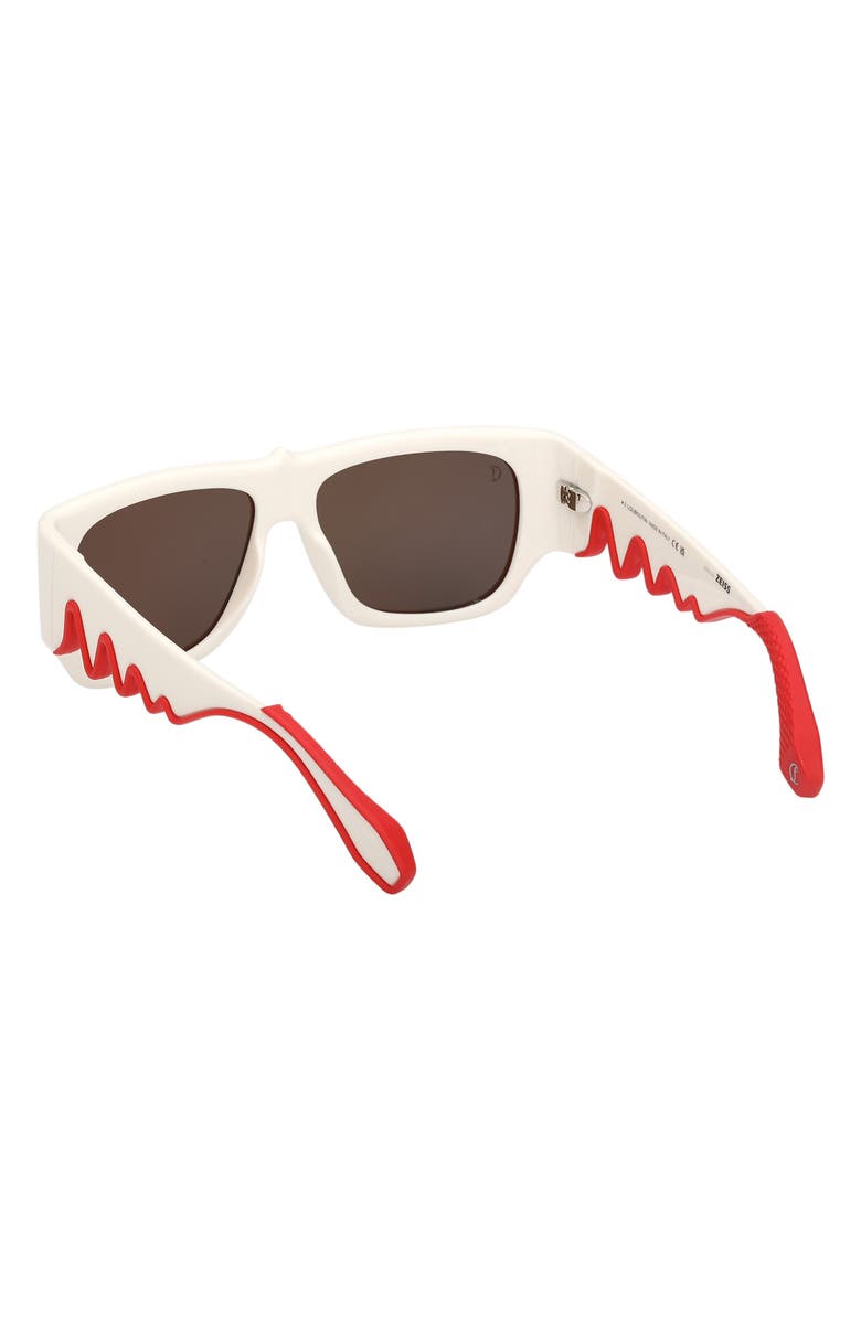 Christian Louboutin 57mm Loubishark Square Sunglasses, Alternate, color, White/ Smoke Grey