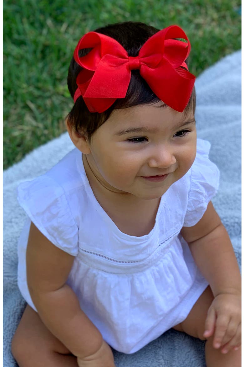 Elastic Organza Bow Headband, Alternate, color, RED