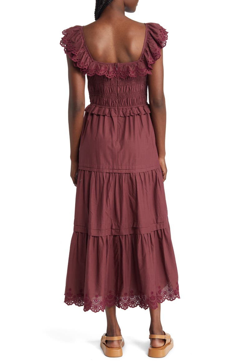 Lucie Embroidered Cotton Midi Dress, Alternate, color, VINTAGE MULBERRY