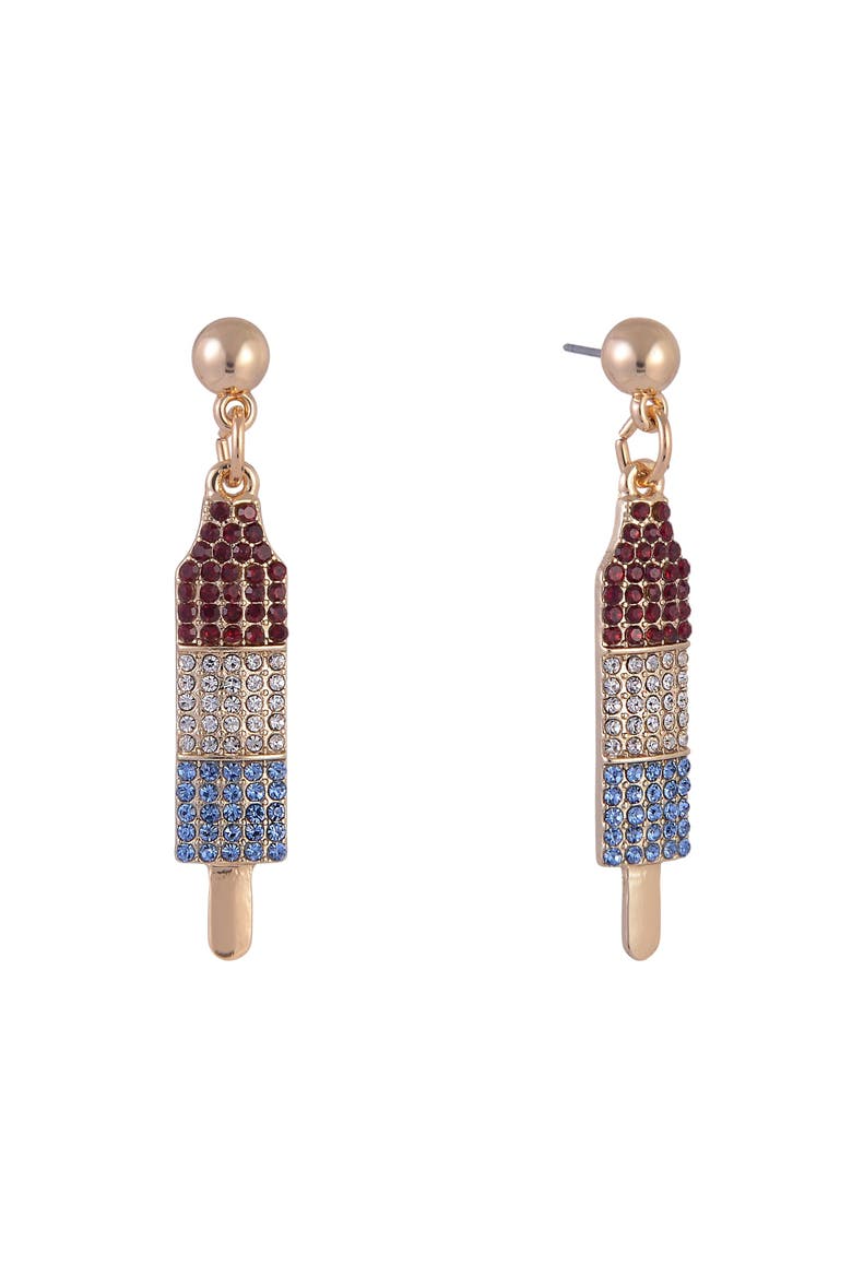 Red, White and Blue Popsicle Earrings, Main, color, Red
