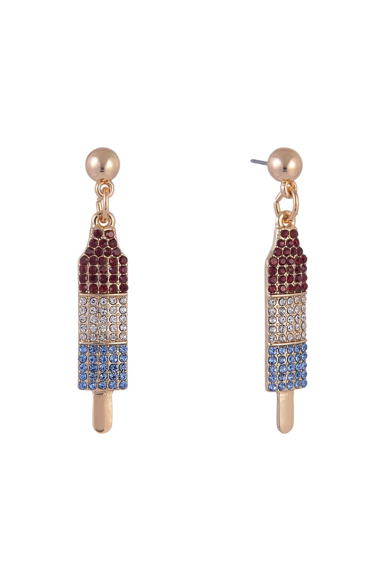 Hallmark Red, White and Blue Popsicle Earrings, Main, color, Red