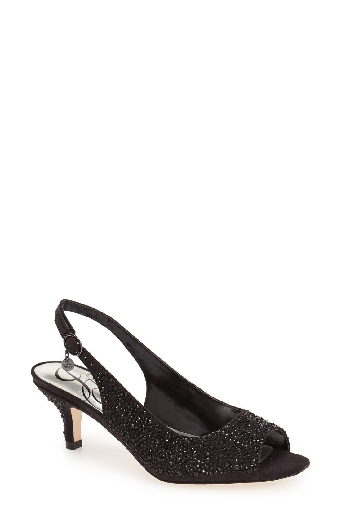 'Impuls' Crystal Embellished Slingback Pump, Main, color, BLACK