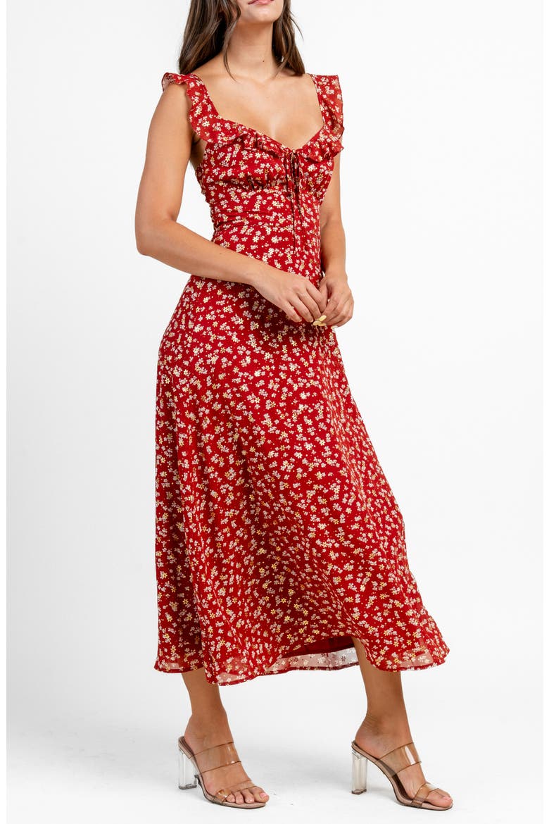 Chiffon Print Maxi Dress, Alternate, color, RED