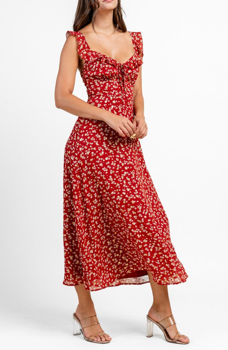 Beivy Chiffon Print Maxi Dress, Alternate, color, Red