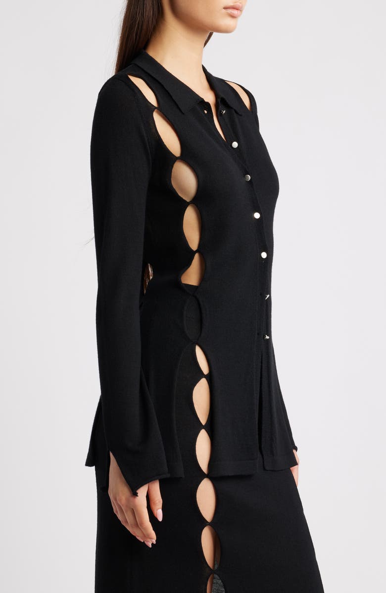 EMILY DAWN LONG River Wool Tunic Cardigan, Alternate, color, Black