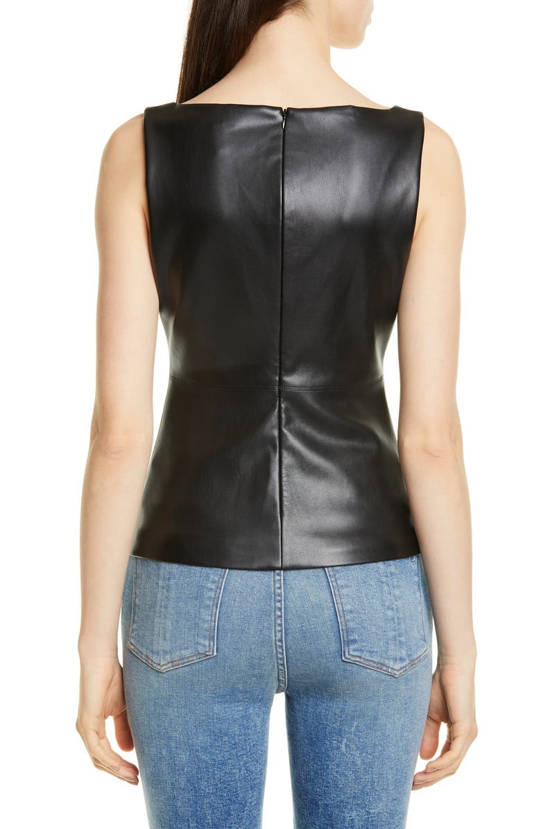 Theory Scoop Neck Faux Leather Tank Top, Alternate, color, 