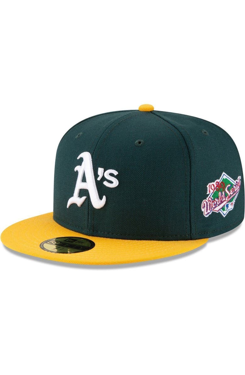 New Era Men's New Era Green Oakland Athletics 1989 World Series Wool 59FIFTY Fitted Hat, Main, color,