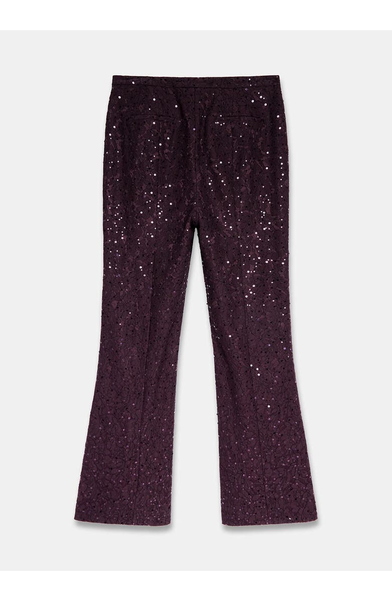 MINT VELVET Sequin Lace Flared Trousers, Alternate, color, Burgundy