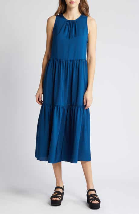 Eileen Fisher Tiered Silk Midi Dress