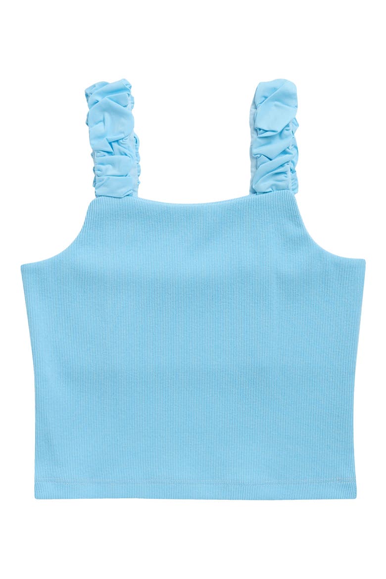 Ruffle Strap Rib Tank, Main, color, BLUE