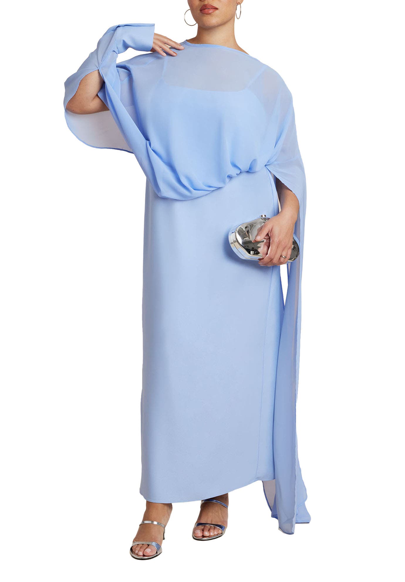 Flowy Sheer Cape Dress - image 3