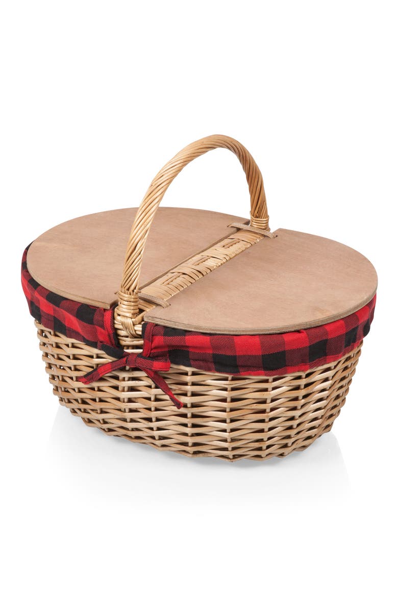 Country Picnic Basket, Main, color, RED