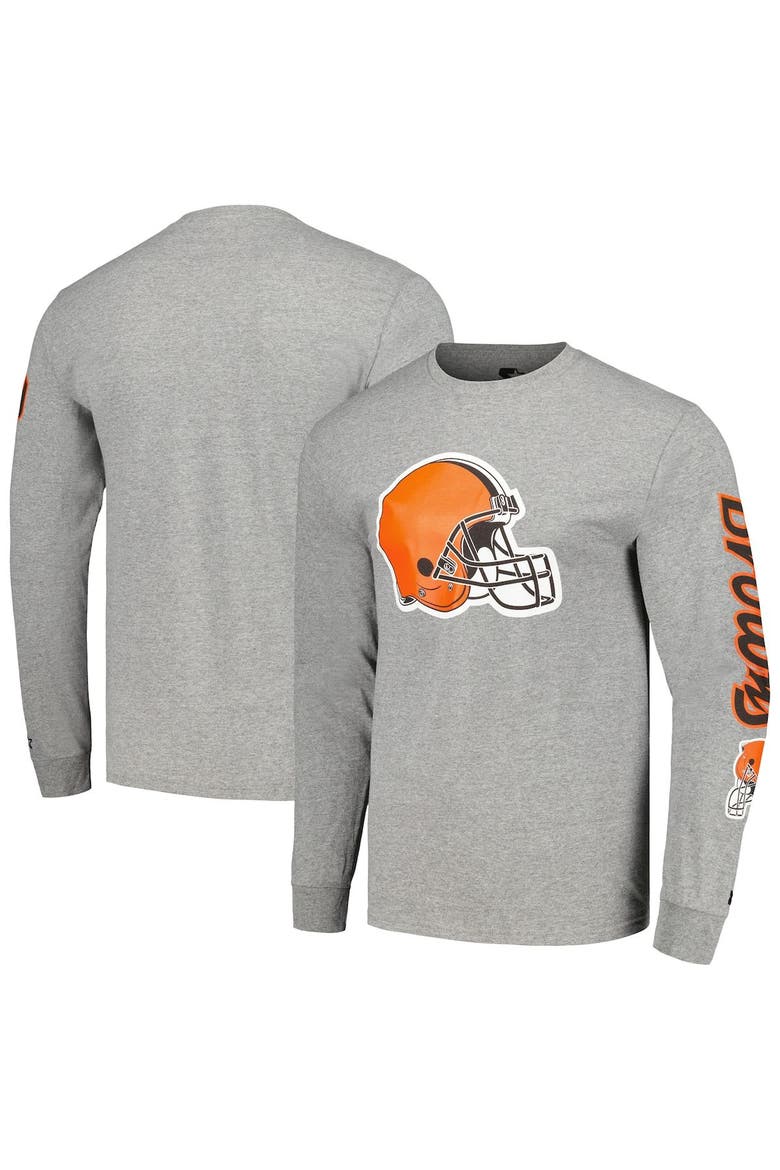 Men's Starter Heathered Gray Cleveland Browns Halftime Long Sleeve T-Shirt, Main, color, Heather Gray