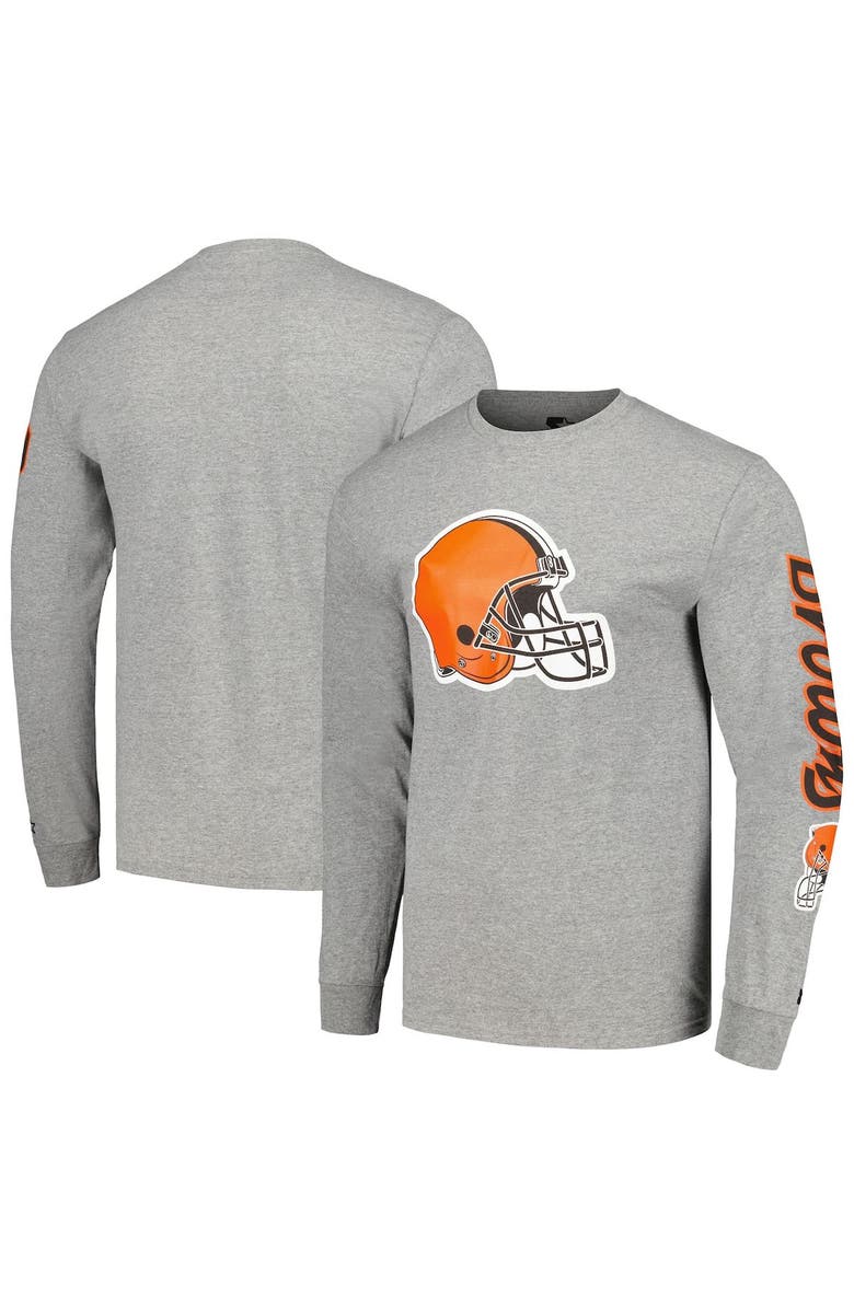 STARTER Men's Starter Heathered Gray Cleveland Browns Halftime Long Sleeve T-Shirt, Main, color, 