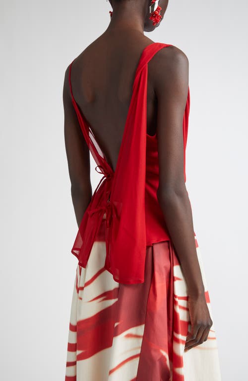 Dries Van Noten Asymmetric Ruffle Stretch Silk Wrap Top In Red