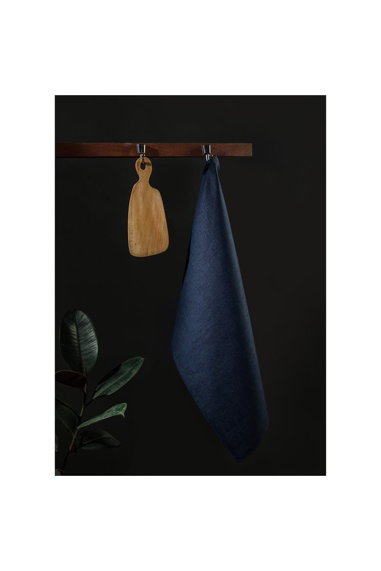 Linen Kitchen Towels Set of 2, 17 x 26" - Kitchen Linen, Alternate, color, Navy