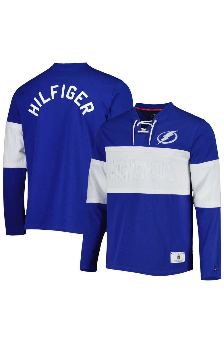 Tommy Hilfiger Men's Tommy Hilfiger Blue Tampa Bay Lightning Walter Lace-Up Long Sleeve Top, Main, color, Blue