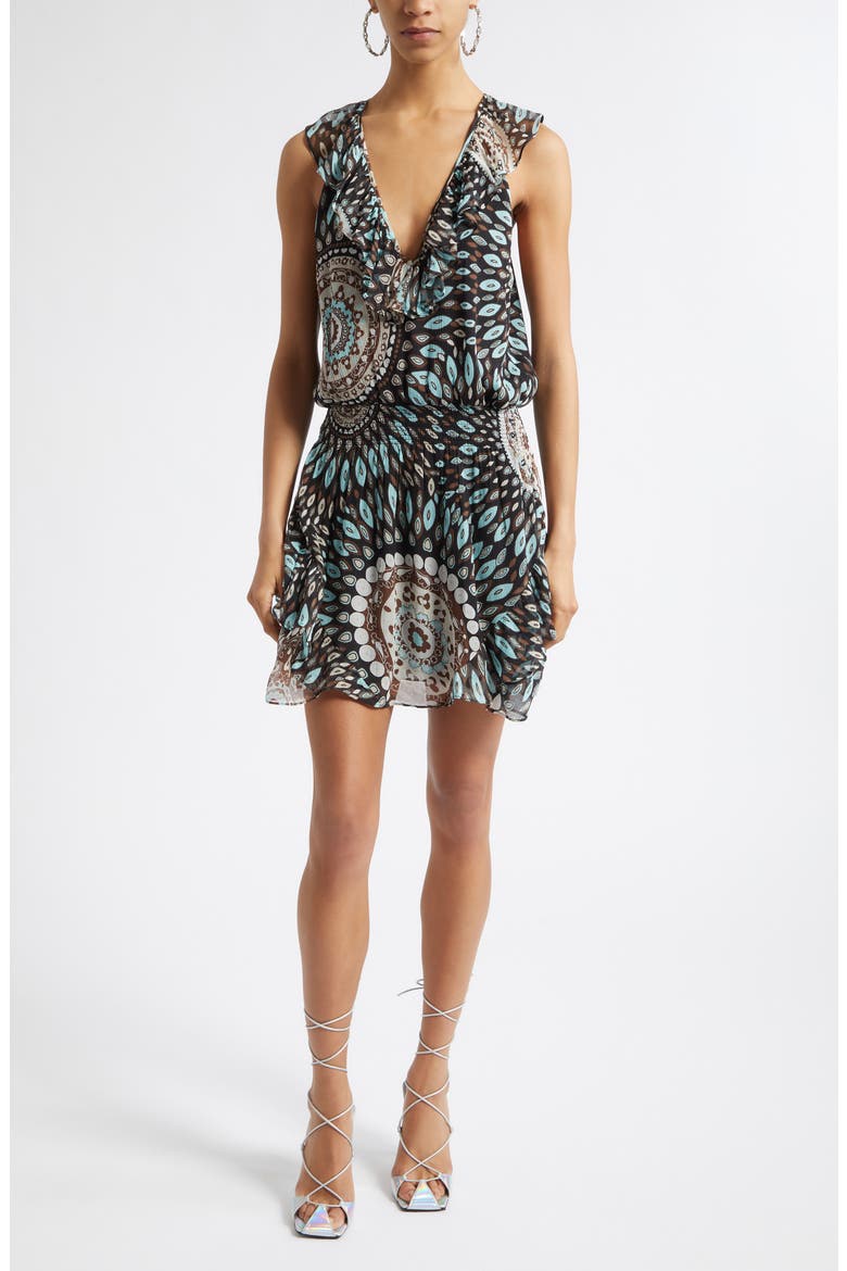 Morgan Medallion Silk Minidress, Main, color, MULTI MEDALLION