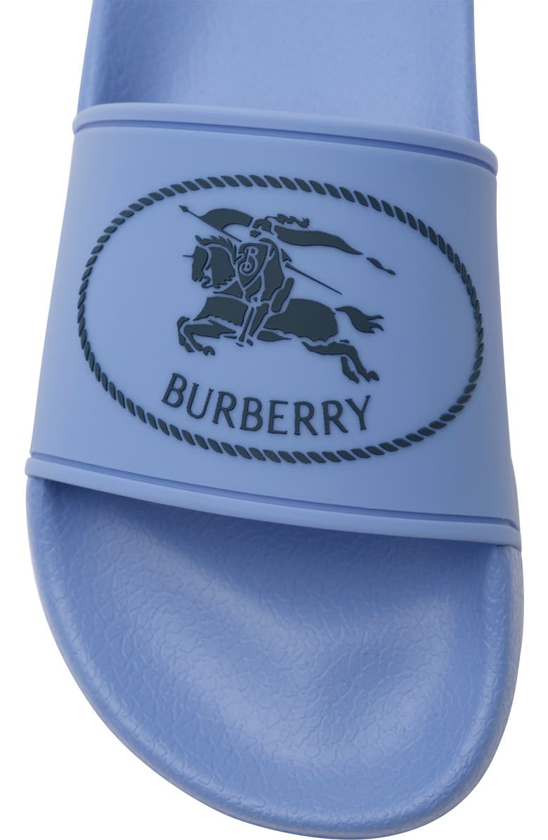 Burberry Knight Stamp Slides, Alternate, color, Cornflower Blue/Charcoal Blue