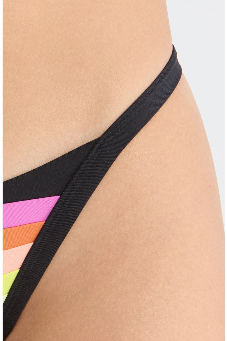 Surf Stripe Cheeky Bikini Bottoms, Alternate, color, BLACK