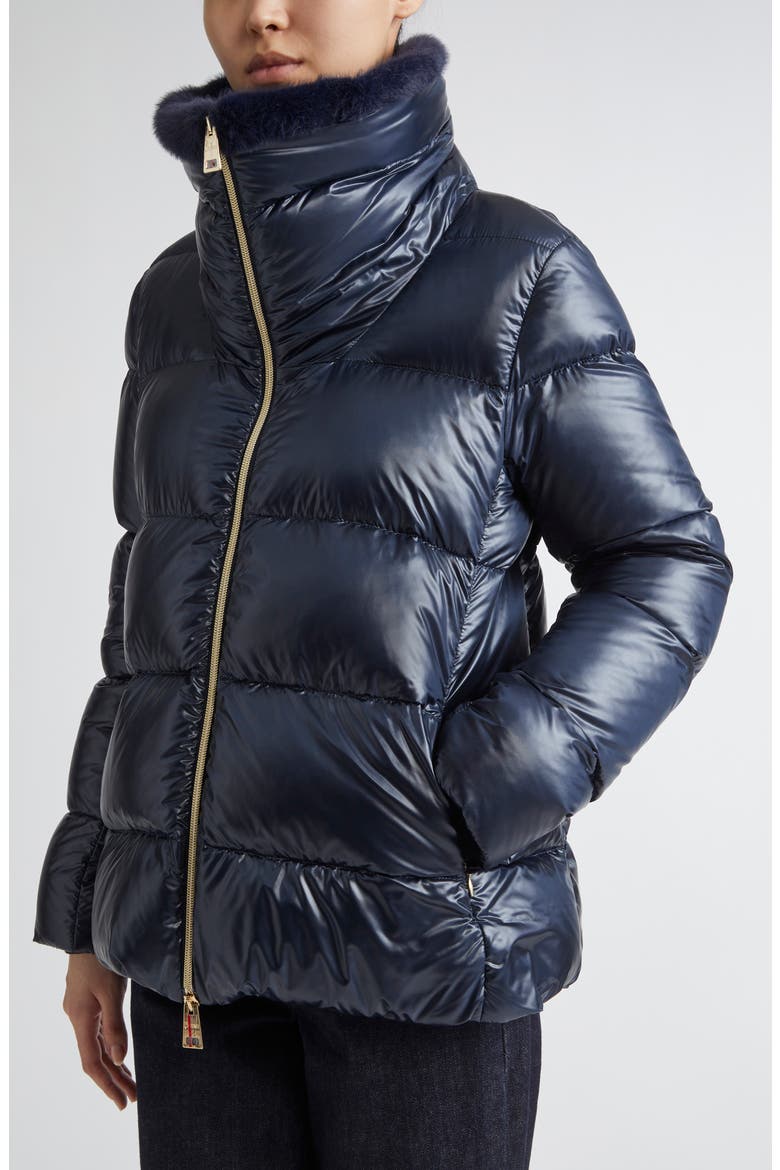 Shiny Nylon Down Jacket, Alternate, color, BLUE NAVY