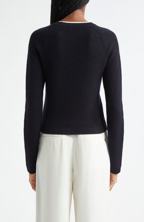 Vince Contrast Color Cashmere-blend Pullover In Coastal/off White