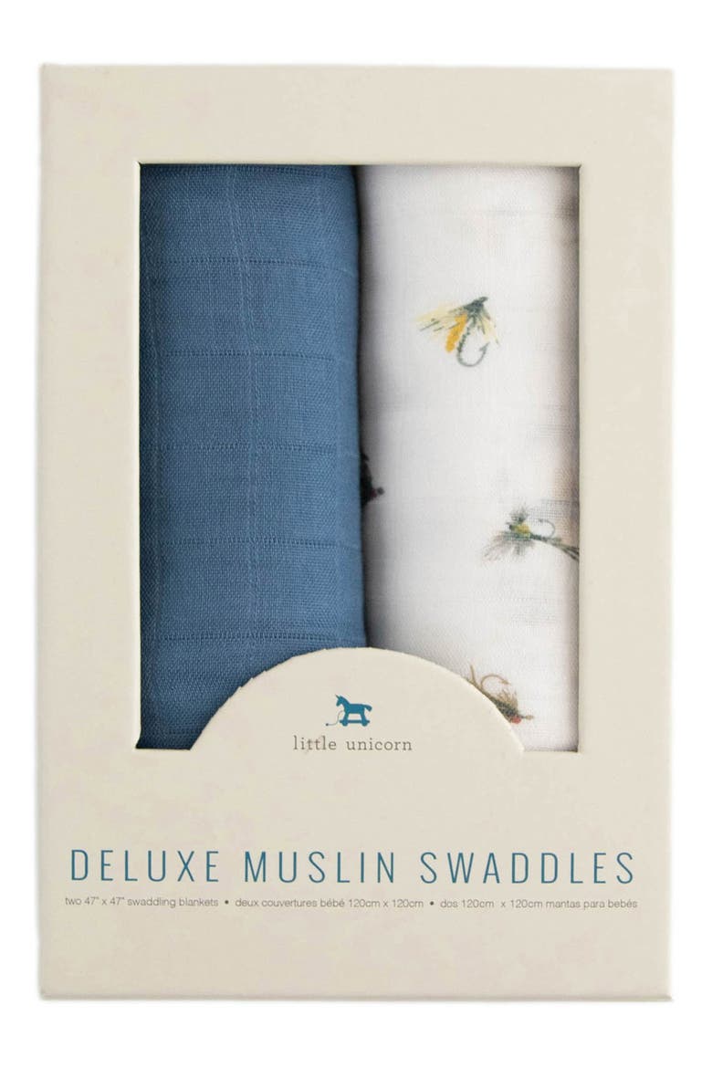2-Pack Deluxe Muslin Swaddles, Alternate, color, GONE FISHING 2