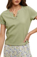 WISHLIST Mini Waffle Knit Henley Tee