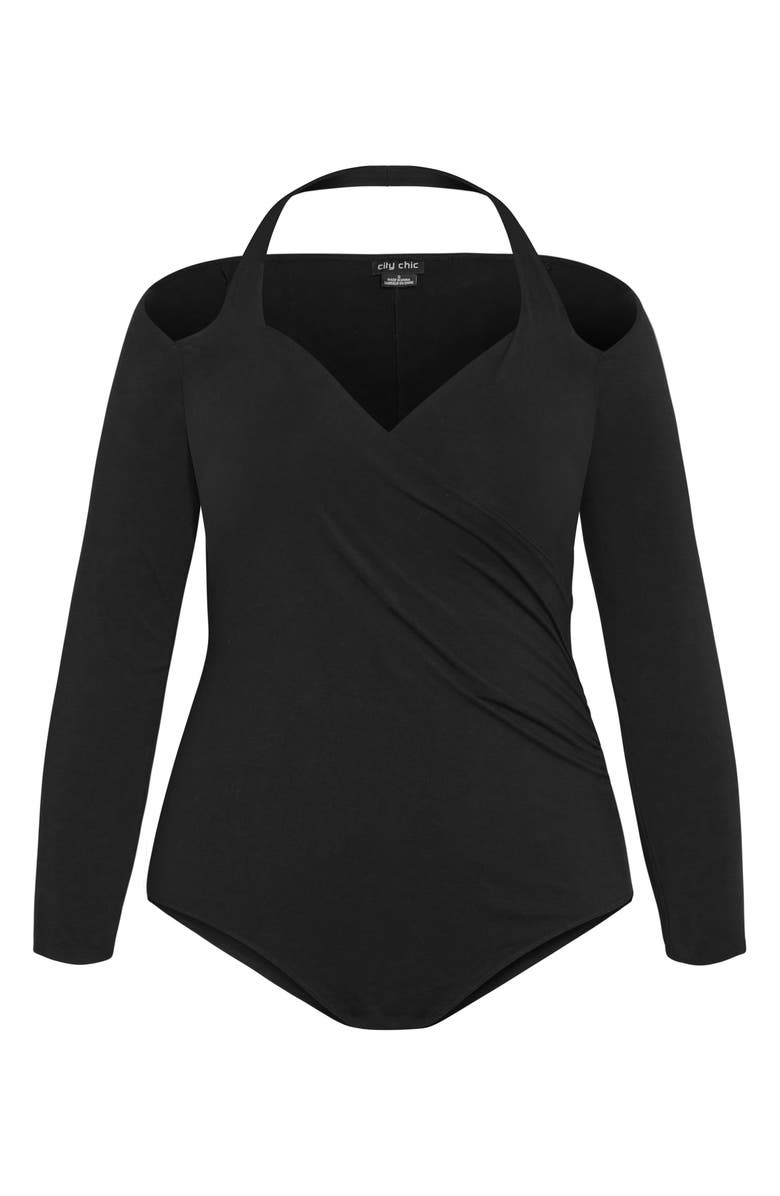 City Chic Keyla Halter Long Sleeve Bodysuit, Alternate, color, 