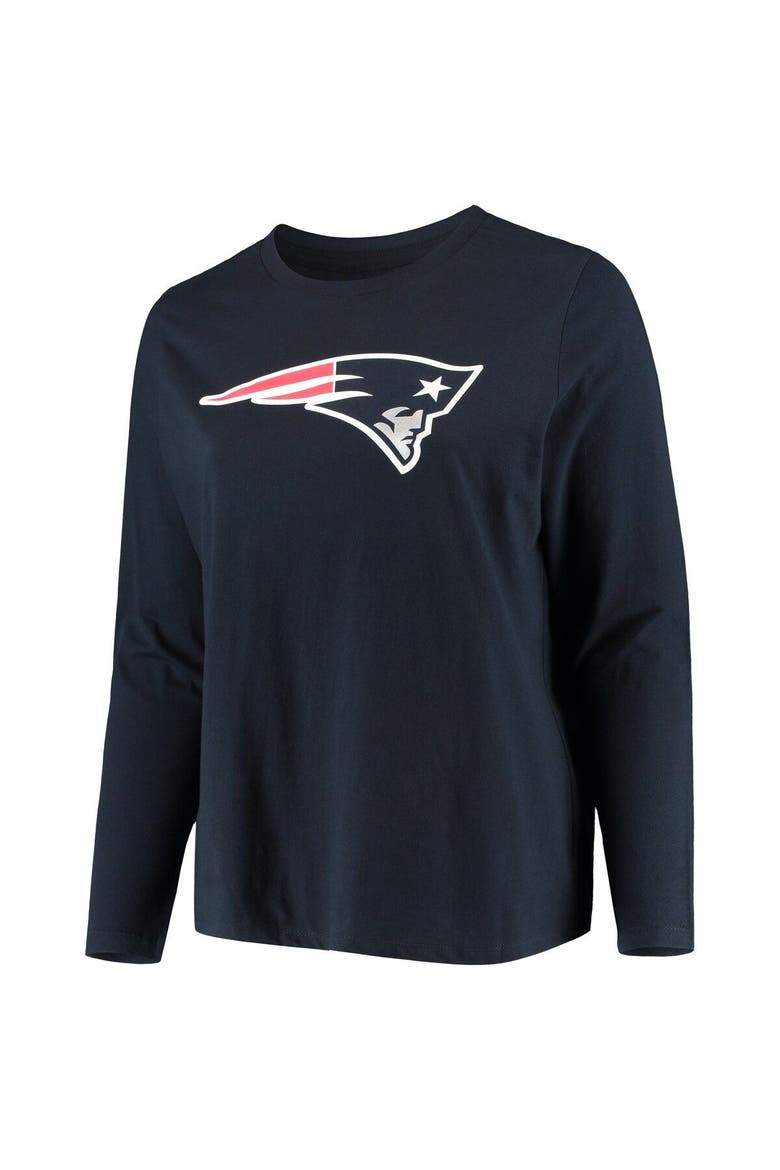 Women's Fanatics Branded Navy New England Patriots Plus Size Primary Logo Long Sleeve T-Shirt, Alternate, color, Navy