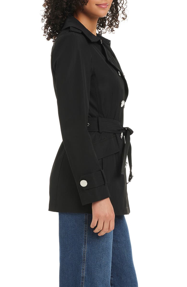 Kate Spade New York belted double breasted trench coat, Alternate, color, Black