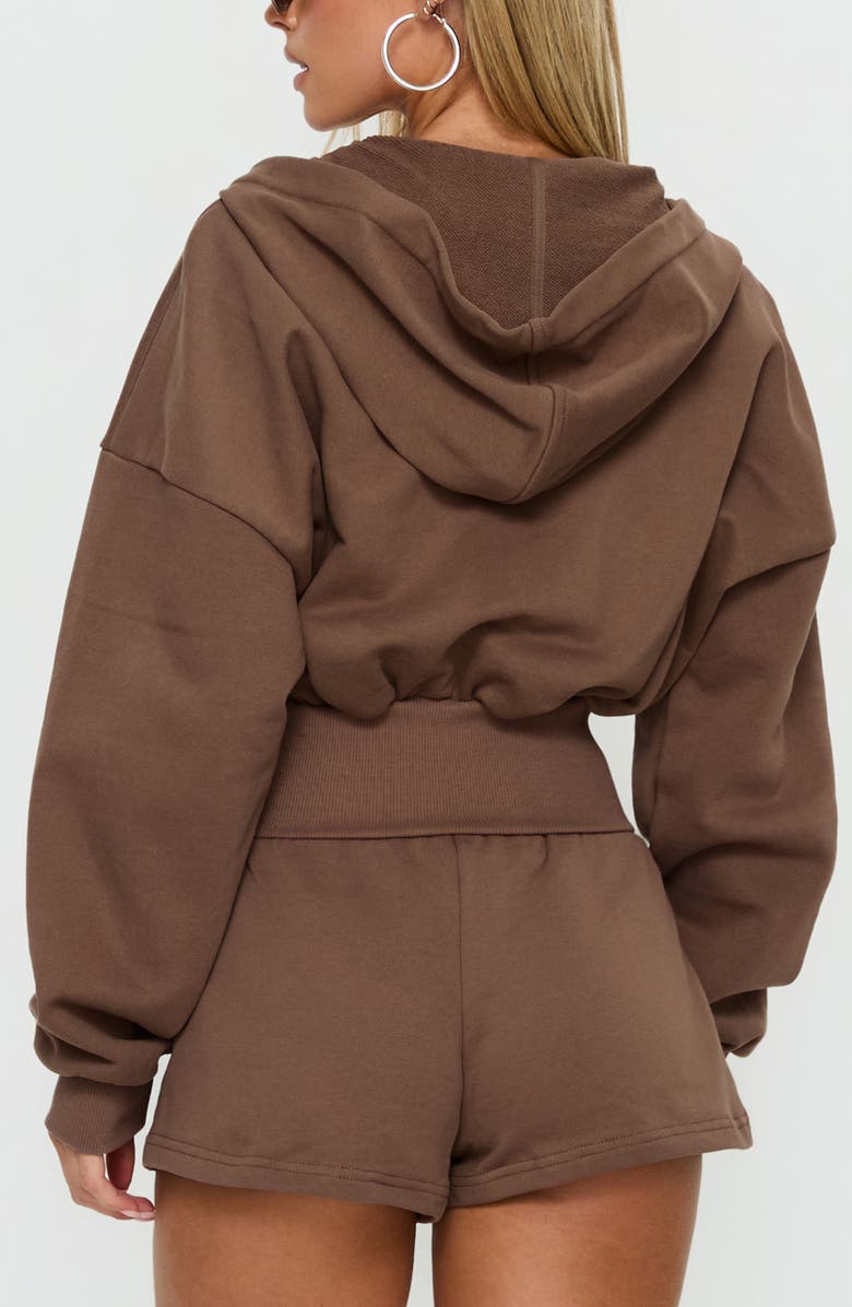 Princess Polly Daytime Blouson Crop Hoodie, Alternate, color, Cocoa