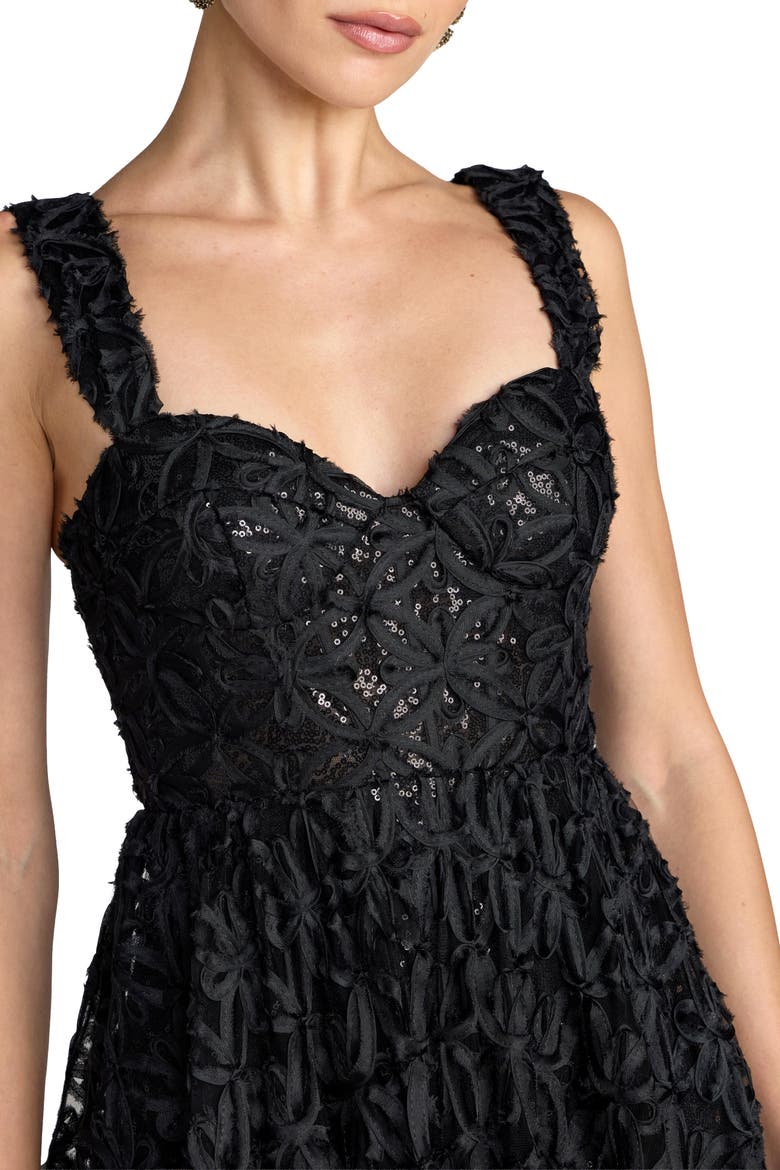 Sleeveless Sweetheart Floral Tulle A Line Gown, Alternate, color, Black