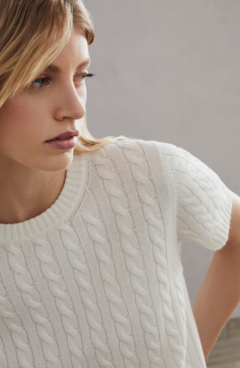 Brunello Cucinelli Cashmere short sleeve sweater, Alternate, color, 