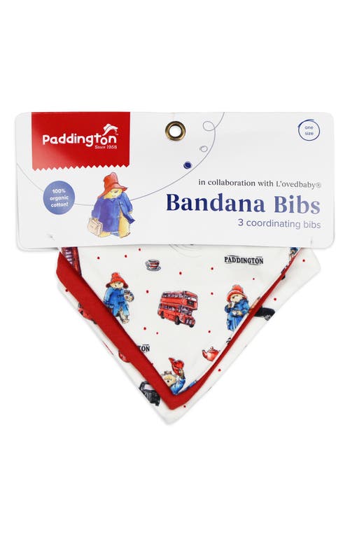 L'OVEDBABY L'OVEDBABY X PADDINGTON© ASSORTED 3-PACK ORGANIC COTTON BANDANA BIBS
