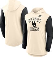 Nike Men's Nike Natural/Black Oregon Ducks Legacy Color-Block Tri-Blend Performance Long Sleeve Hoodie T-Shirt