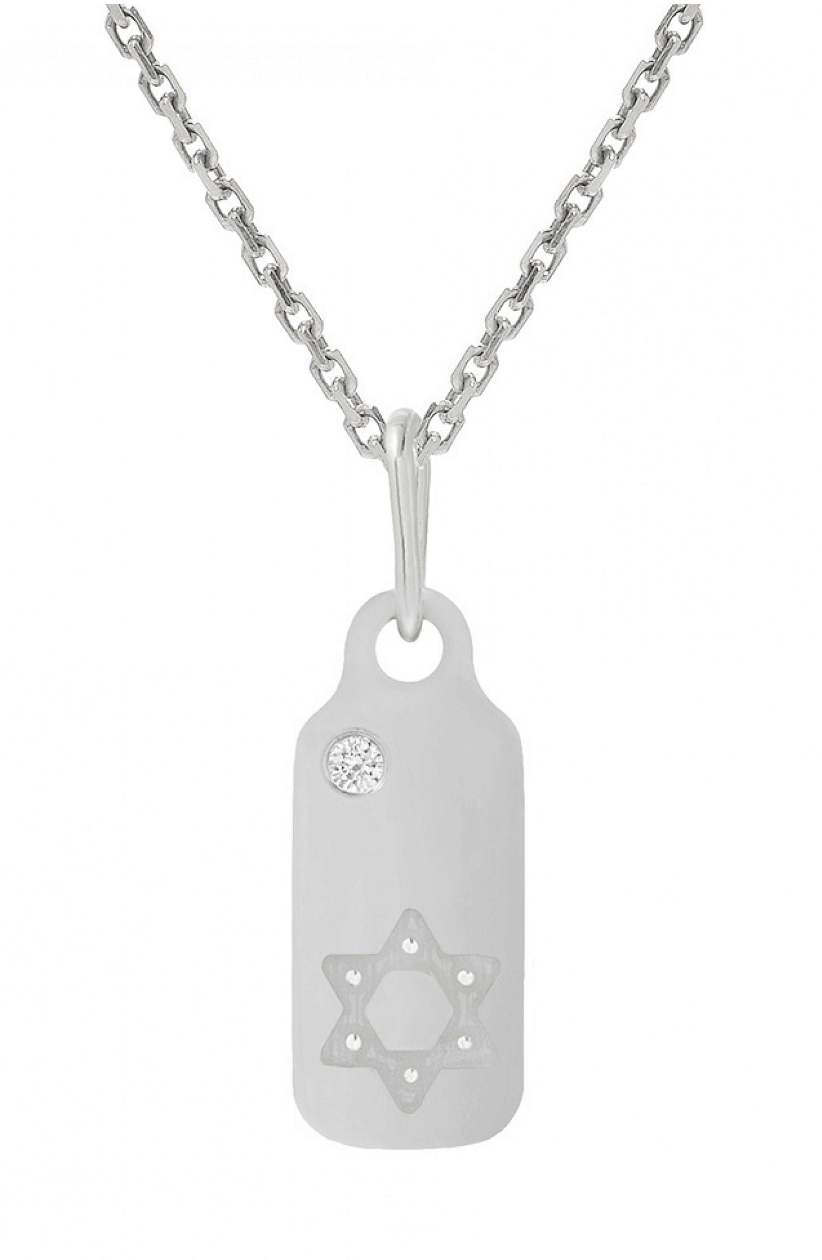 Mini Mini Jewels Icons - Star of David Diamond Dog Tag Necklace (Women ...