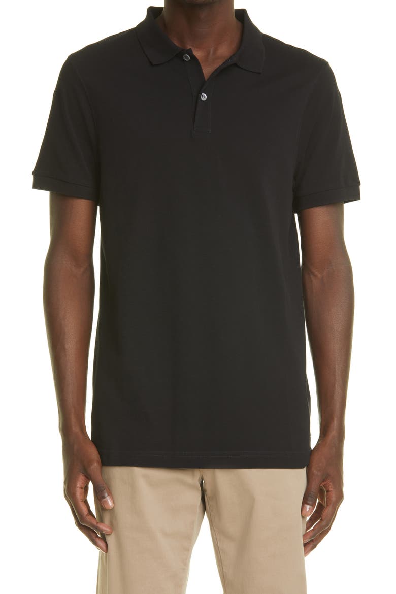 Solid Piqué Polo, Main, color, BLACK