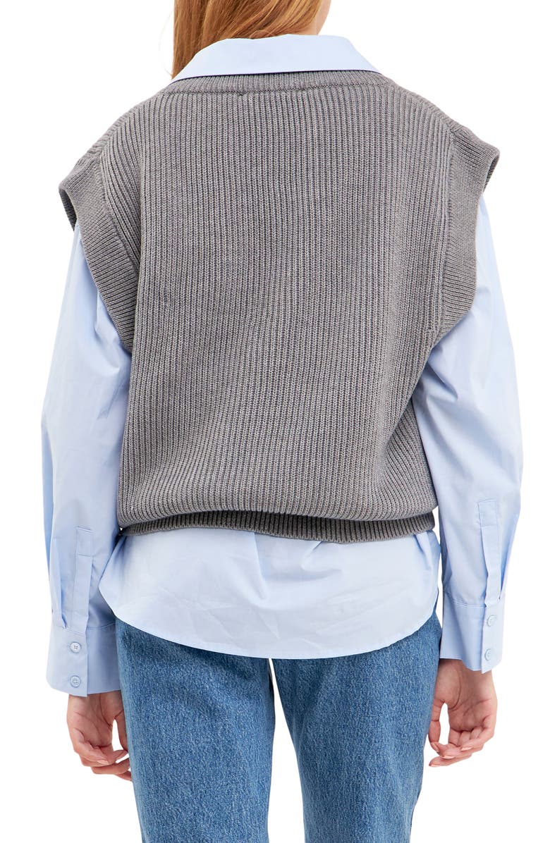English Factory Throw On Sweater Vest, Alternate, color, Grey