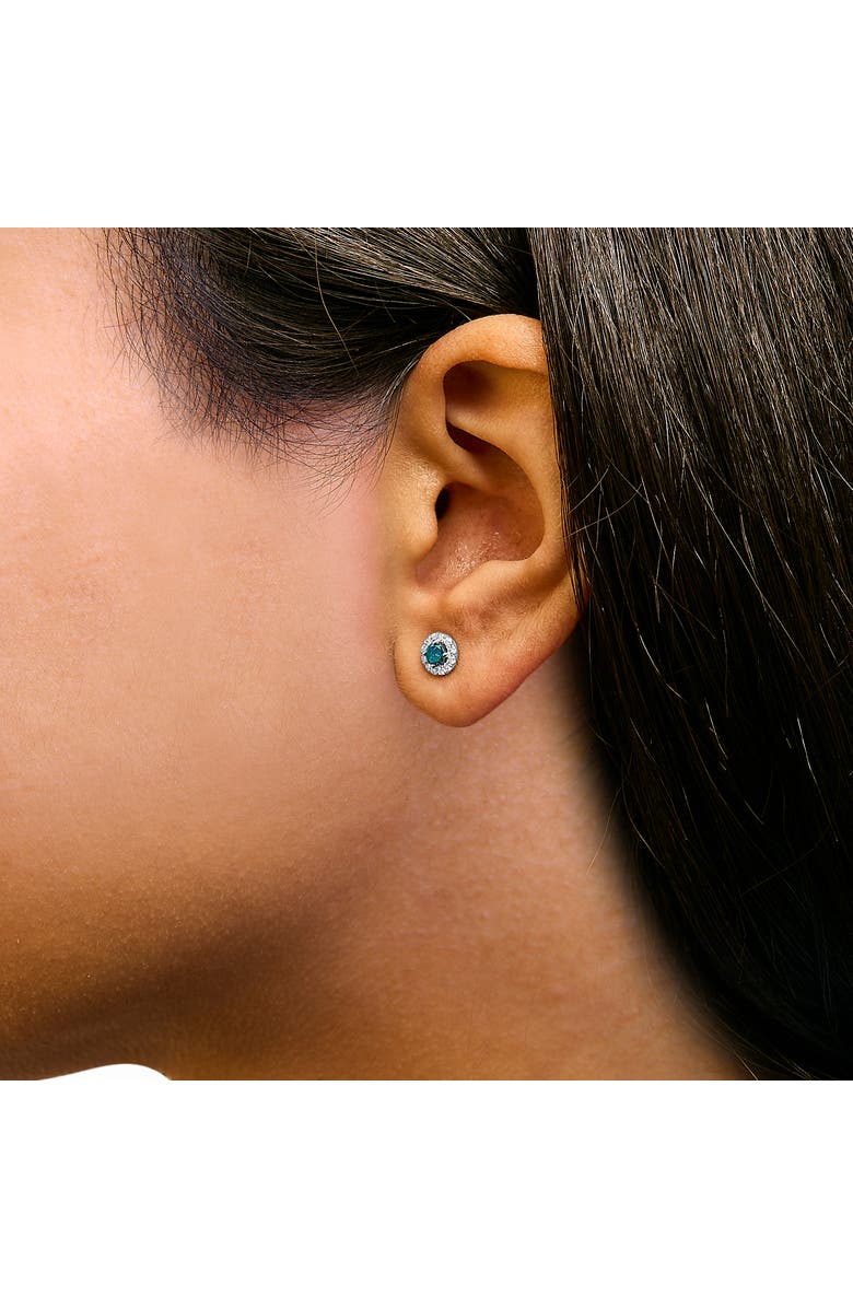 Haus of Brilliance Silver 1/2 Cttw Blue Diamond Halo Stud Earring, Alternate, color, Silver