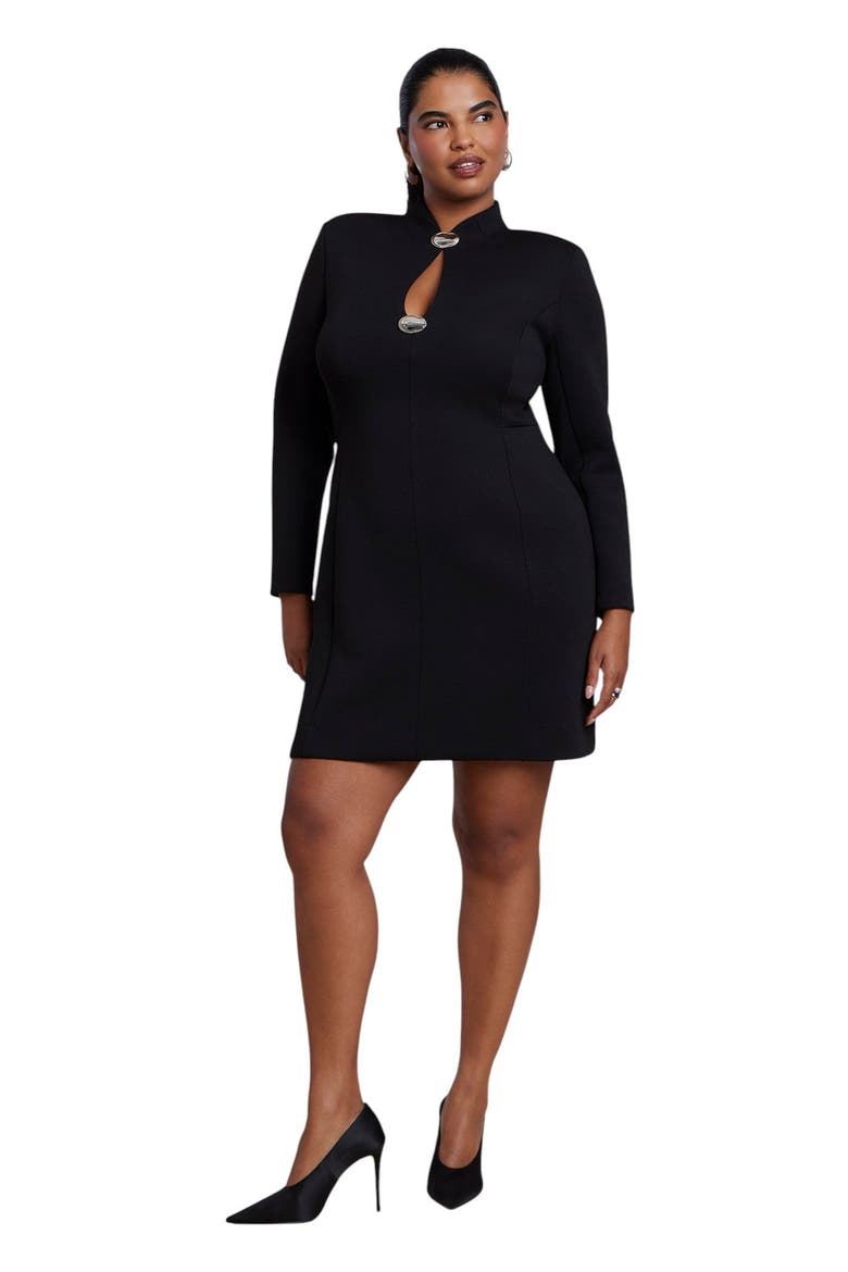 Hardware Detail Structured Mini Dress (plus), Main, color, BLACK ONYX