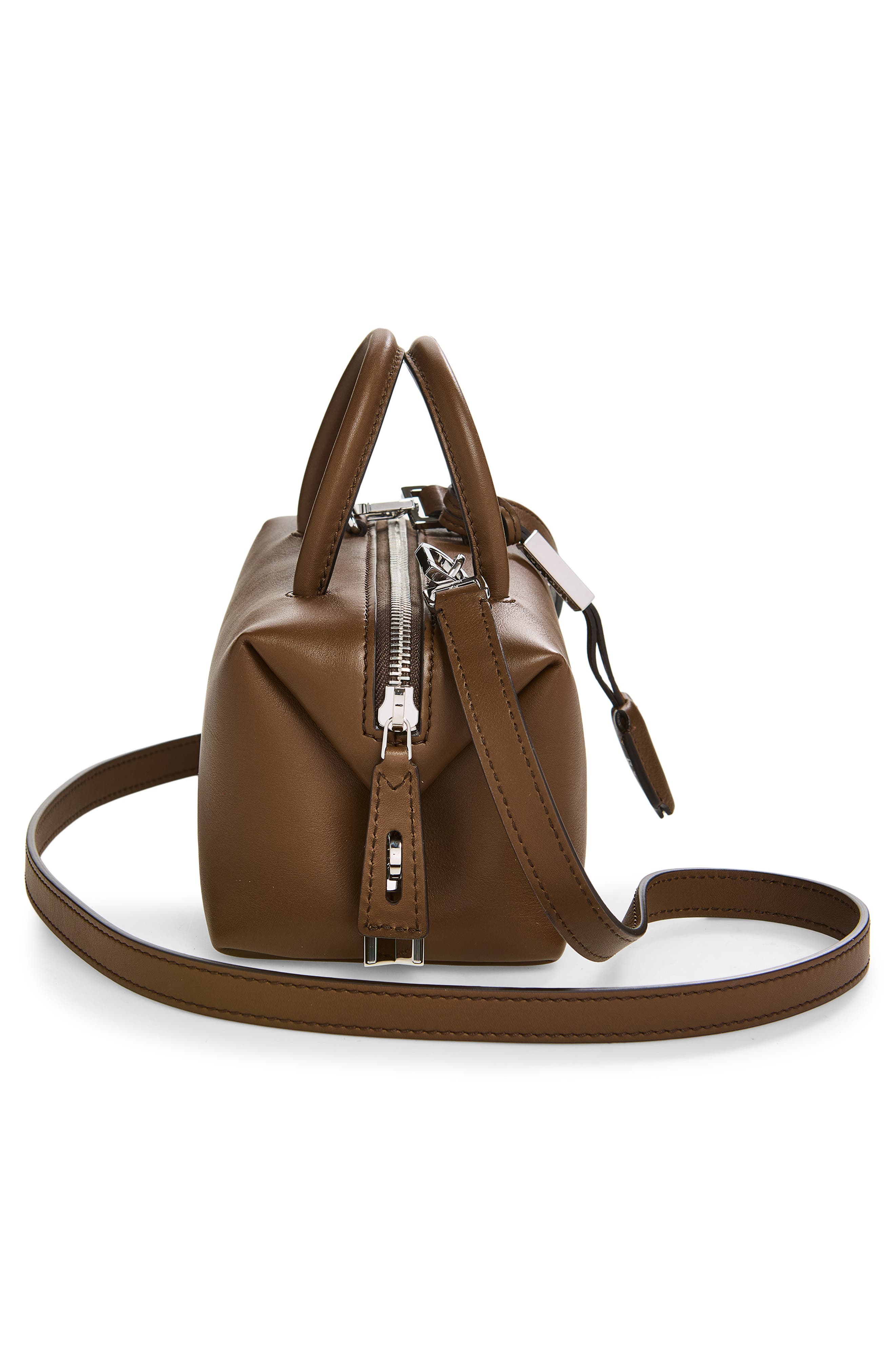 Max Mara Bowler Leather Bag, Alternate, color, Dark Brown