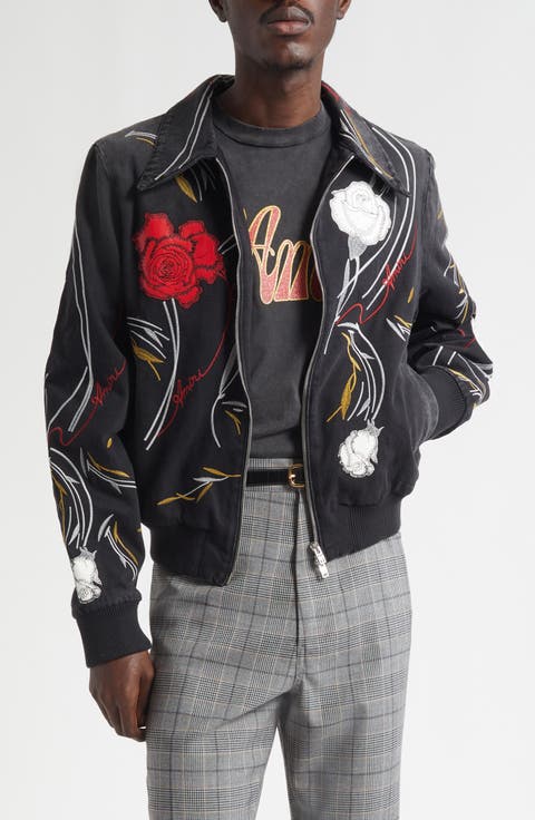 Floral Embroidered Denim Blouson Jacket