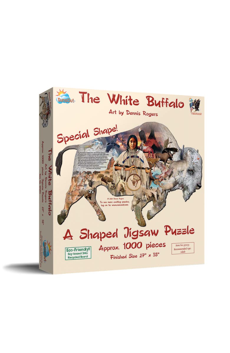 Sunsout The White Buffalo 1000 piece Jigsaw Puzzle for Adults Special Shape, Main, color, Multicolor