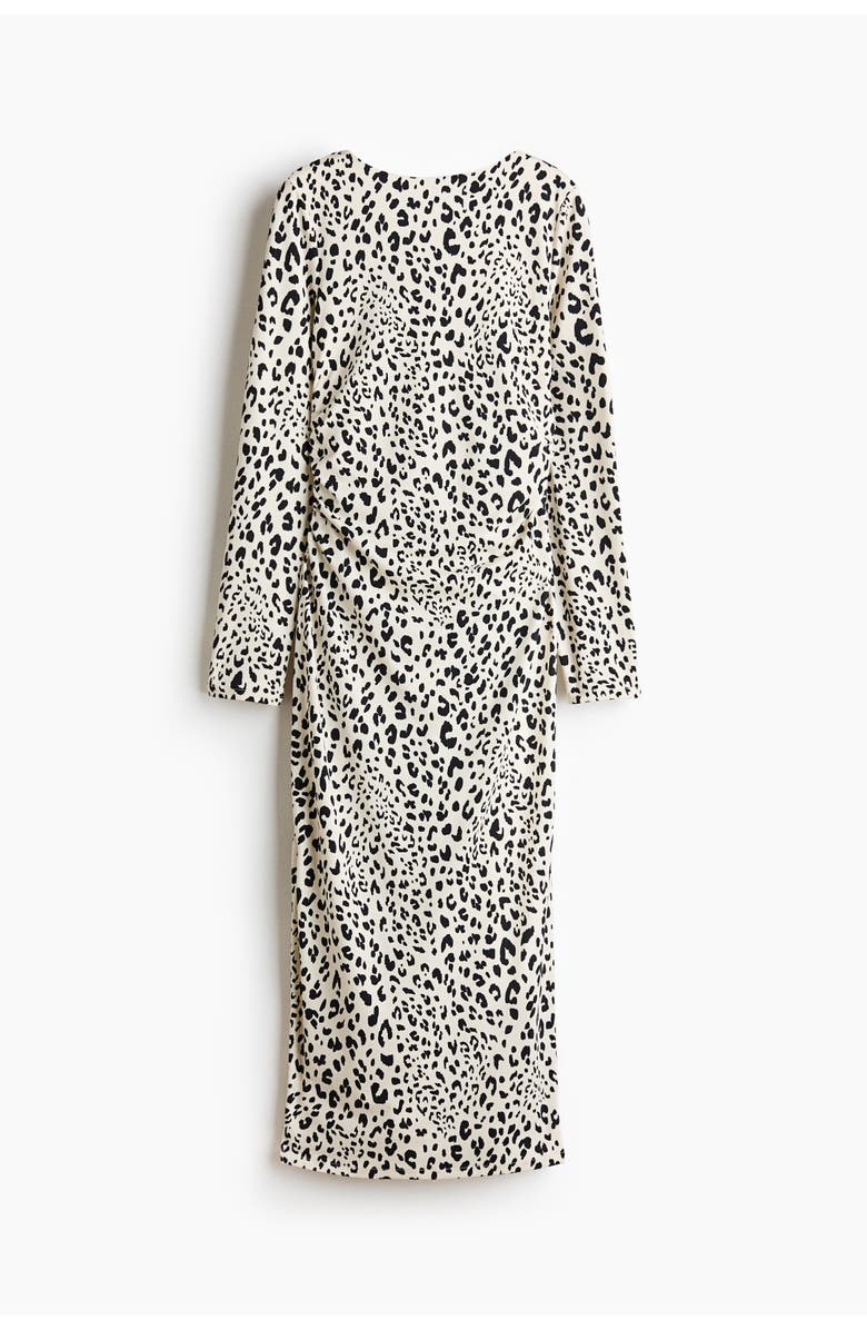 H&M Open-back Jersey Dress, Main, color, Cream/Leopard Print