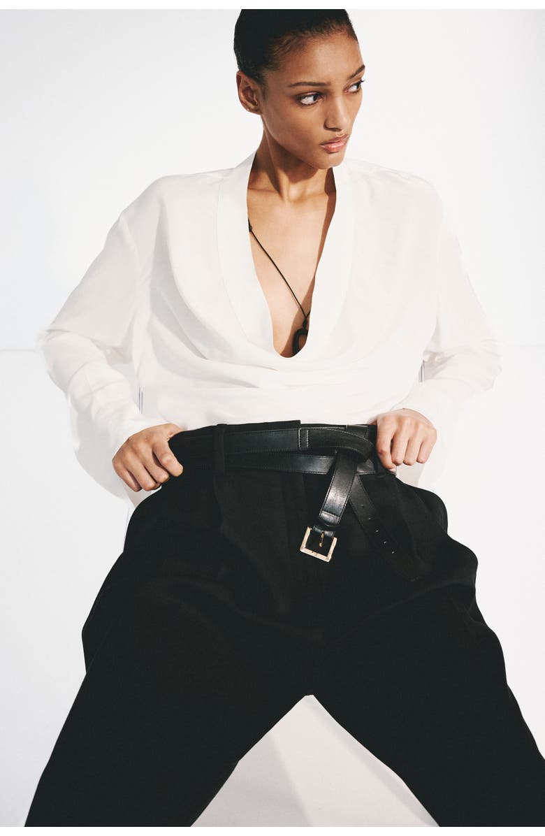 H&M Cowl-neck Blouse, Alternate, color, White